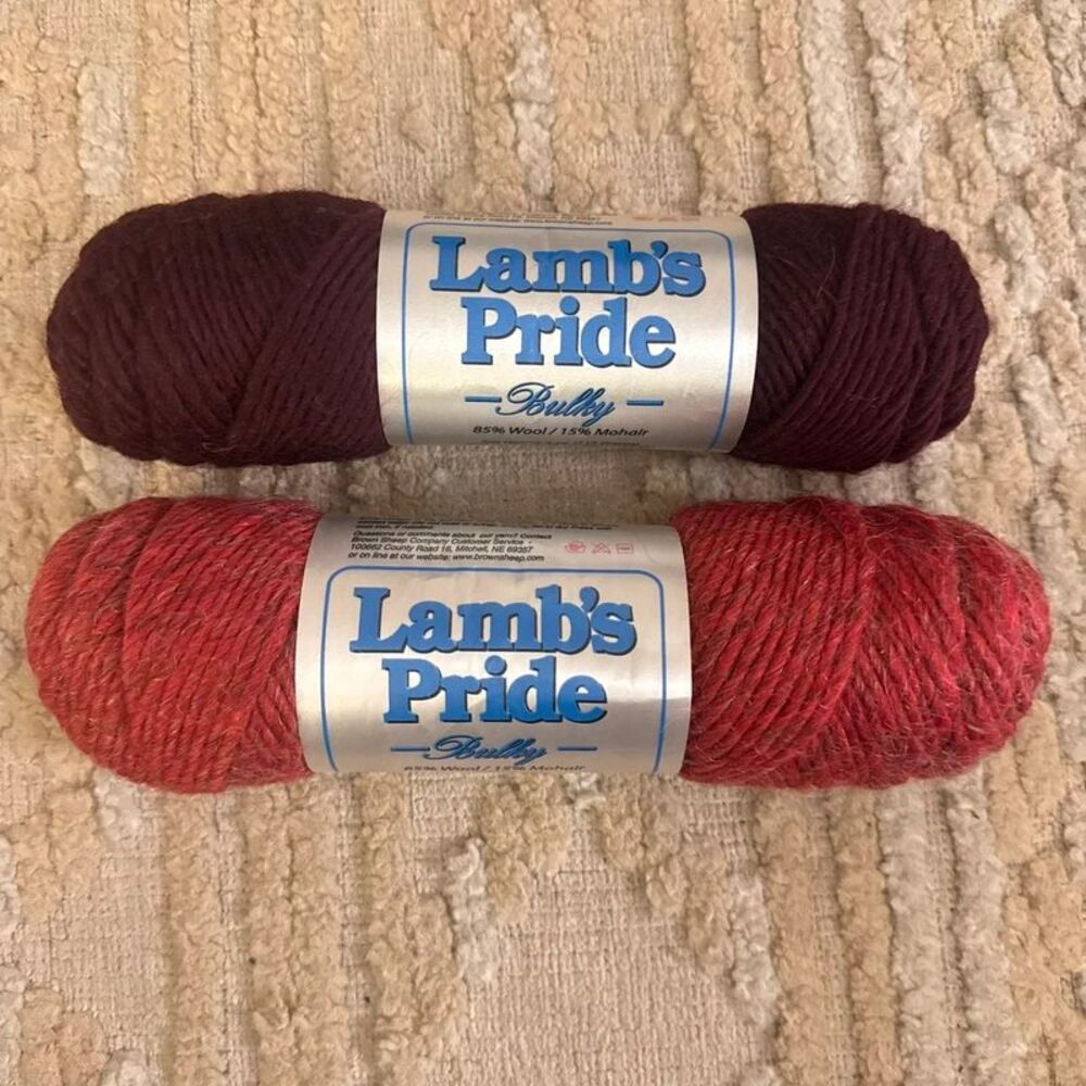 Brown Sheep Lamb’s Pride Bulky Yarn Lot 2 Skeins Wool Mohair Prairie Fire Auberg